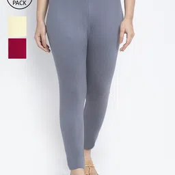 Jinfo Women Pack of 3 Solid Ankle-Length Leggings-picture-12