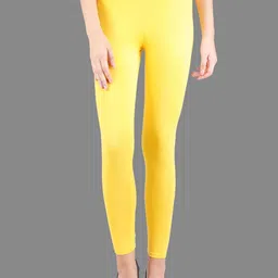SPIFFY Women Yellow Solid Ankle-Length Leggings-image-89