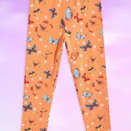 H By Hamleys Girls Orange & Blue Butterfly Print Ankle Length Leggings-picture-58