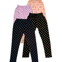 IndiWeaves Girls Pack of 4 Printed Pure Cotton Ankle-Length Leggings-picture-38