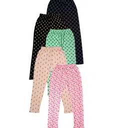 IndiWeaves Girls Pack of 5 Printed Pure Cotton Ankle Length Leggings-picture-56