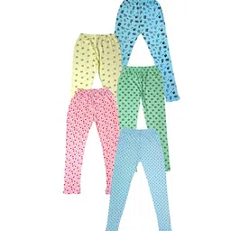 IndiWeaves Girls Pack of 5 Printed Pure Cotton Ankle-Length Leggings-picture-58