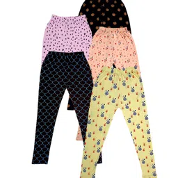 IndiWeaves Girls Pack of 5 Printed Pure Cotton Ankle Length Leggings-picture-23