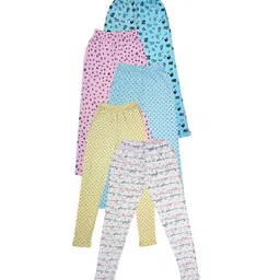 IndiWeaves Girls Pack of 5 Printed Pure Cotton Ankle-Length Leggings-picture-40