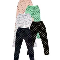 IndiWeaves Girls Pack Of 5 Allover Printed Ankle Length Pure Cotton Leggings-picture-11