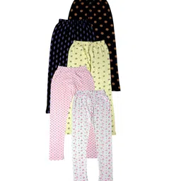 IndiWeaves Girls Pack of 5 Printed Skin Friendly Pure Cotton Ankle Length Legging image 1