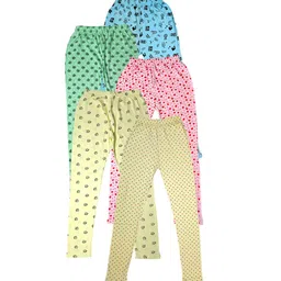 IndiWeaves Girls Pack of 5 Printed Pure Cotton Ankle-Length Leggings-picture-35