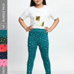 BAESD Girls Pack Of 5 Printed Ankle Length Pure Cotton Leggings-picture-27