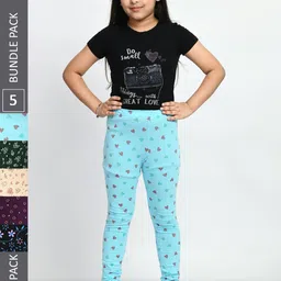 BAESD Girls Pack Of 5 Printed Ankle Length Pure Cotton Leggings-picture-17