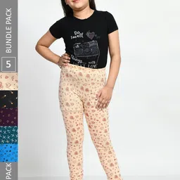 BAESD Girls Pack Of 5 Printed Ankle Length Pure Cotton Leggings-picture-15