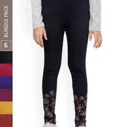 IndiWeaves Girls Pack Of 6 Printed Ankle-Length Leggings-picture-40