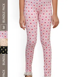 IndiWeaves Girls Pack Of 3 Printed Pure Cotton Ankle Length Leggings-picture-33