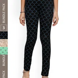 IndiWeaves Girls Pack Of 3 Printed Pure Cotton Ankle Length Leggings-picture-24