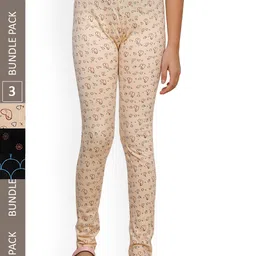 IndiWeaves Girls Pack Of 3 Printed Pure Cotton Ankle Length Leggings-picture-17