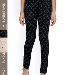IndiWeaves Girls Pack Of 3 Printed Ankle Length Pure Cotton Leggings-picture-57