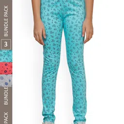 IndiWeaves Girls Pack Of 3 Printed Pure Cotton Ankle Length Leggings-picture-33