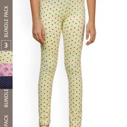 IndiWeaves Girls Pack Of 3 Printed Pure Cotton Ankle Length Leggings-picture-54