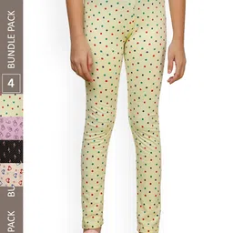 IndiWeaves Girls Pack Of 4 Printed Pure Cotton Ankle Length Leggings-picture-32