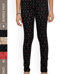 IndiWeaves Girls Pack Of 4 Printed Pure Cotton Ankle Length Leggings-picture-33