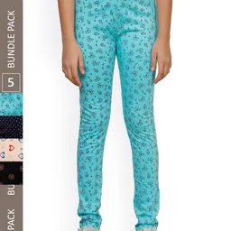 IndiWeaves Girls Pack Of 5 Printed Super Soft Ankle Length Pure Cotton Leggings-picture-41