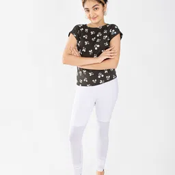 indian flower Girls White Solid Leggings image 1