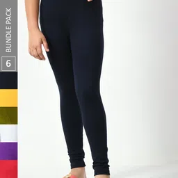 BAESD Girls Pack Of 6 Churidar-Length Leggings-image-95