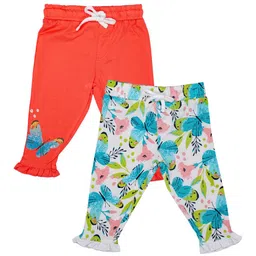 MeeMee Girls Pack Of 2 Pink & White Printed Leggings image 1