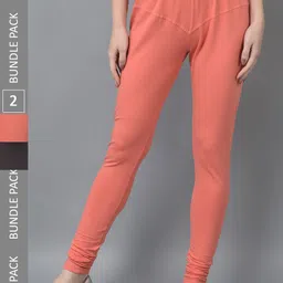 Dollar Missy Women Pack Of 2 Mid Rise Slim-Fit Churidar Length Leggings-image-79