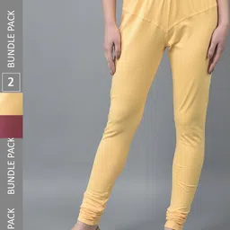 Dollar Missy Women Pack Of 2 Mid Rise Slim Fit Churidar Length Leggings-image-80