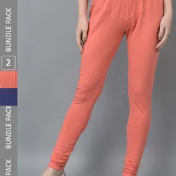 Dollar Missy Women Pack Of 2 Mid Rise Slim Fit Churidar Length Leggings-image-51