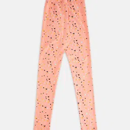 Pantaloons Junior Girls Peach-Colored & Black Printed Ankle-Length Leggings image 2