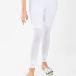 indian flower Girls White Solid Leggings image 3