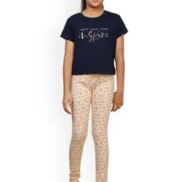 IndiWeaves Girls Pack Of 3 Printed Super Soft Ankle Length Pure Cotton Leggings image 2
