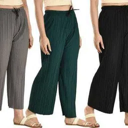 sark fashions Women Regular Fit Grey, Green, Black Polyester Trousers-picture-10