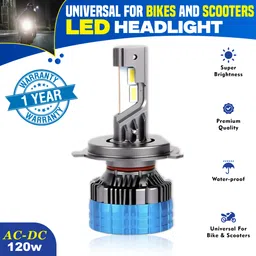 Ultra Bright H4 Fitting 120W Led Headlight Bulb | High/Low Beam With Cooling Fan Headlight Motorbike LED (12 V, 120 W)-image-21