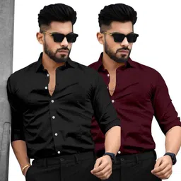 gloren Men Regular Fit Solid Spread Collar Casual Shirt-picture-36
