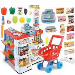 namanshu tex Shopkeeper Working Scanner Register Shopping Cart Play Money Grocery Store image 2