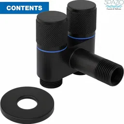 spazio SmartBuy 2 in 1 Angle Cock Black / Angle Valve / 2 Way Angle Cock (Set of 1) For Bathroom|Wash Basin Taps With Wall Flange Angle Cock Faucet image 3