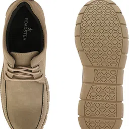 roadster beige solid leatherette suede memory foam padded insole casual lace up sneakers Corporate Casuals For Men image 5