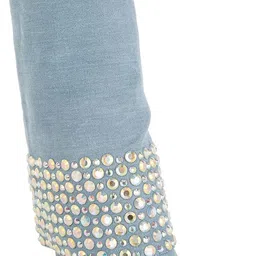 london rag Diamante & Rhinestones Denim Boots Boots For Women-picture-16