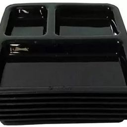 everbuy Plastic Black Plates with 3 Compartments/ Pav Bhaji Plates/ Partition Plates Sectioned Plate-picture-3