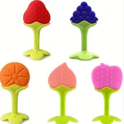 muphin trading company Fruit Shape Teether/Teething Chew Toy, Baby Fruit/Food Feeder(pack of-4) Teether and Feeder image 2