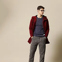 mr bowerbird Men Self Design Round Neck Dark Blue Sweater image 4