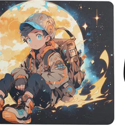 ARTOLIC Moon with boy Mouse Pad for Office & Gaming Non-Slip Rubber Base 9x7.5 Non Slip Base Mousepad image 1