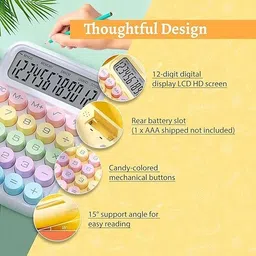 birudmart Colorful Candy Calculator Large LCD Display with Big Buttons Basic Calculator image 3