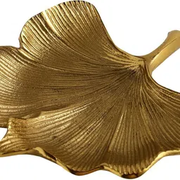 dream craft international Best Design Golden serving tray leaf bowl/Metal Trinket Dish Leaf shaped bowl Aluminium Decorative Platter image 3
