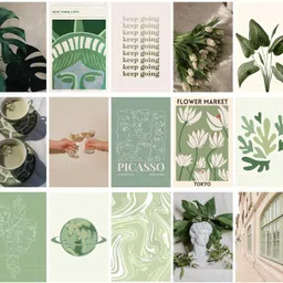 exo decor Paper Abstract Wall Art Posters, Green, Printed, 10L x 15W cm, Set of 30 | Wall Collage Kit, aesthetic posters | Room Decor Photo Collection| Posters for Room Decoration Fine Art Print image 4