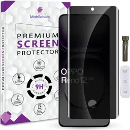Mobilebies Tempered Glass Guard for Oppo Reno 12 Advanced HD+ UV Privacy Screen Protector Guard with Easy Installation Kit image 1