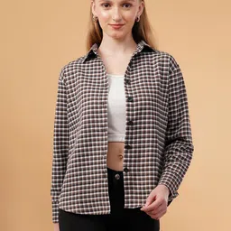 swaggish Women Relaxed Fit Fit Checkered Spread Collar Casual Shirt image 1
