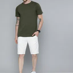 the indian garage co. Solid Men White Chino Shorts image 5